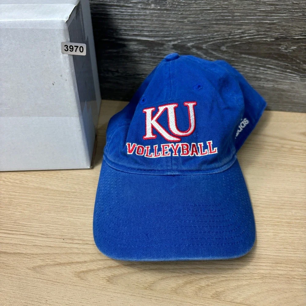 Kansas Jayhawks Hat Cap Strap Back‎ Blue Adidas Volleyball Adjustable